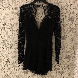 Lovers and Friends Black Lace Romper